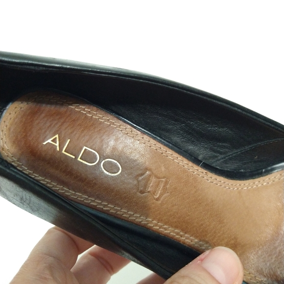 Aldo Black Leather Heels Size 7.5 - Picture 4 of 5
